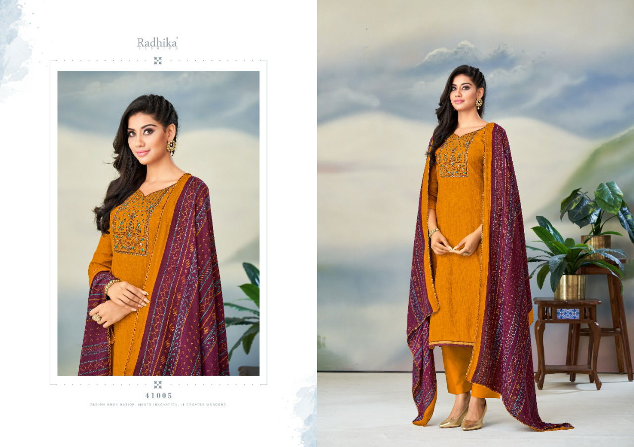 Sumyra Gulnaz Pashmina Printed Dress Material Catalog